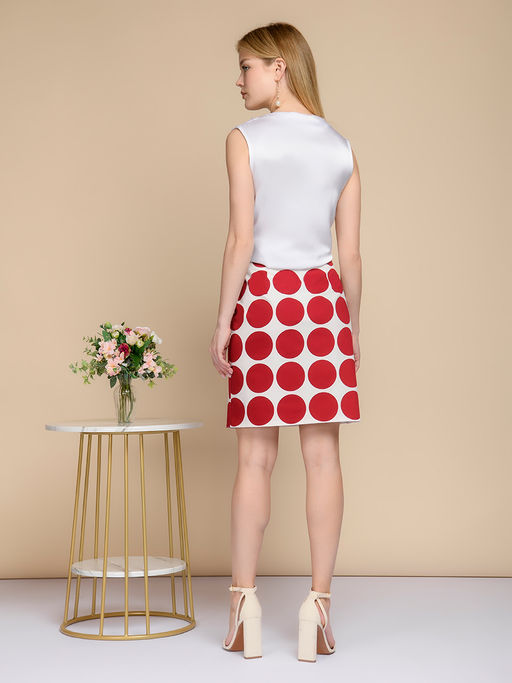 УЦЕНКА. Юбка белая с бордовым принтом длины мини - 1001dress фото 6