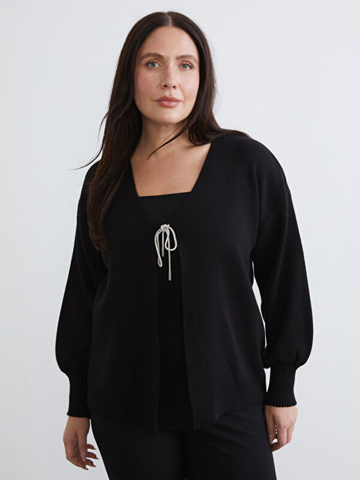 B?y?k Beden V Yaka Kad?n Triko H?rka