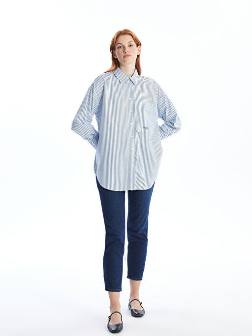 ?izgili Oversize Kad?n G?mlek Tunik