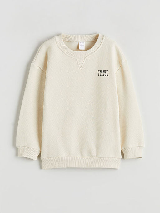 Bisiklet Yaka Bask?l? Erkek ?ocuk Sweatshirt