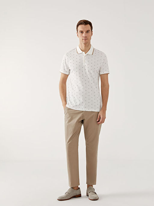 Polo Yaka K?sa Kollu Desenli Pike Erkek Ti??rt