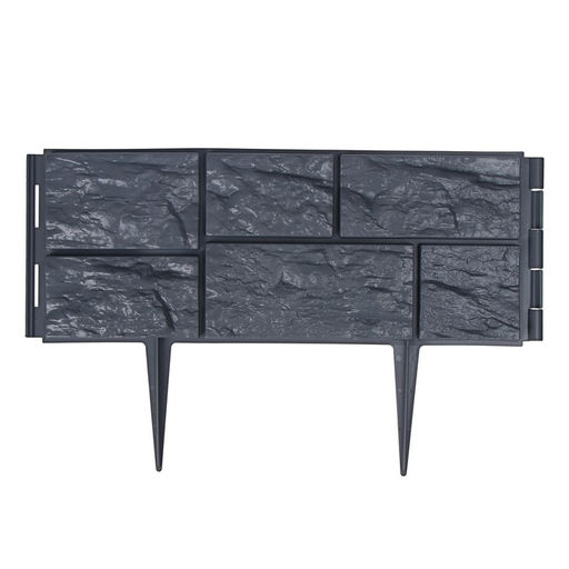 Ограждение декоративное, 24×177.5 см, 5 секций, пластик, серое, «Камень»