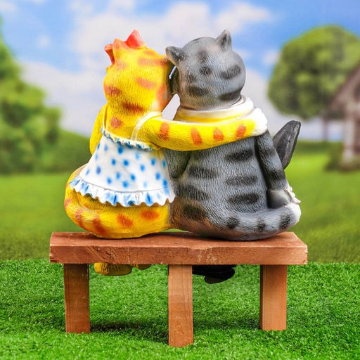 Садовая фигура из полистоуна «Коты на лавке», 40×18×40 см