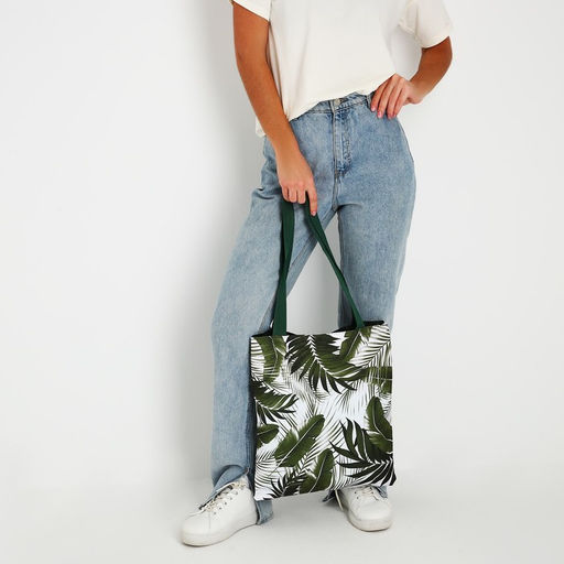 Сумка шопер Тропики 35х0.5х40 см, отд без молнии, без подклада, зеленая - Nazamok фото 2