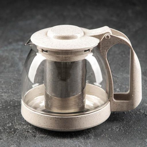 Заварочный чайник «Джони», 700 мл, с металлическим ситом, стекло, бежевый