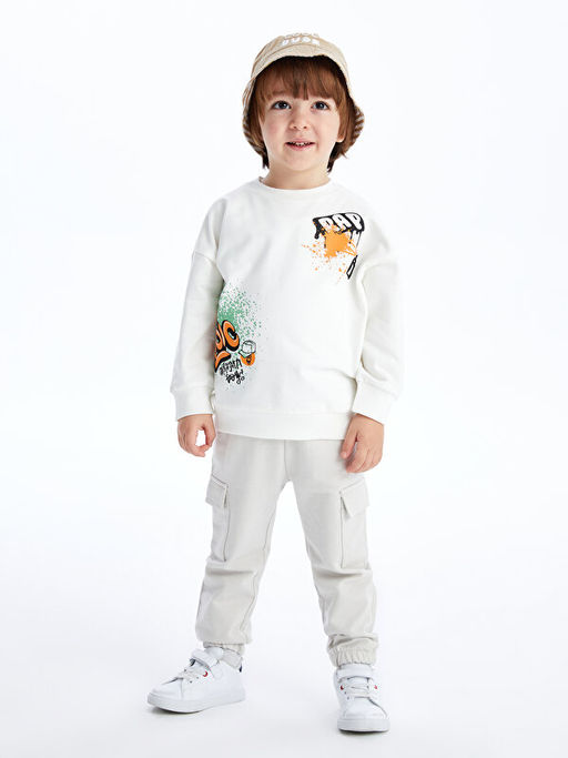 Bisiklet Yaka Uzun Kollu Bask?l? Erkek Bebek Sweatshirt - Waikiki фото 2
