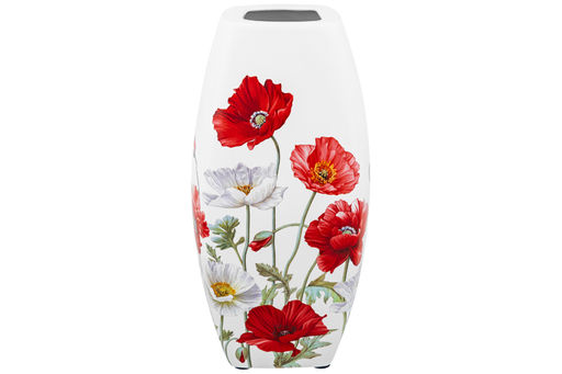 Ваза 1,5 л 11*11*21 см "Маки" квадрат, NEW BONE CHINA
