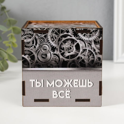 Деревянная копилка для денег «Ты можешь все», куб, с надписью, 10×10×10 см