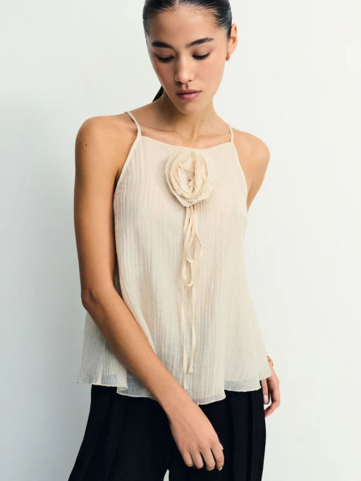 Блуза из тенселя с цветком / Zarina