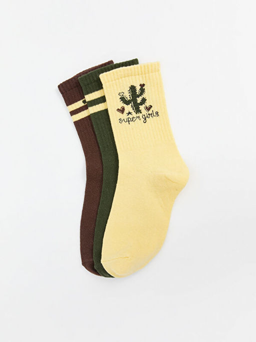 Desenli K?z ?ocuk Soket ?orap 3l? - Waikiki фото 2