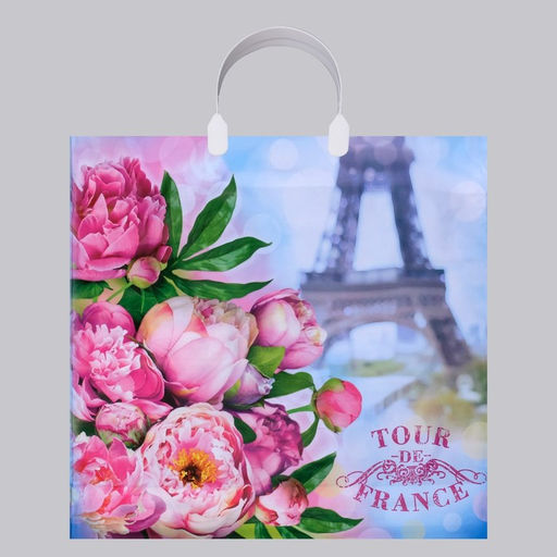 Цена за 10 шт. Пакет «Тур-де-франс», полиэтиленовый с пластиковой ручкой, 90 мкм 38×35 см