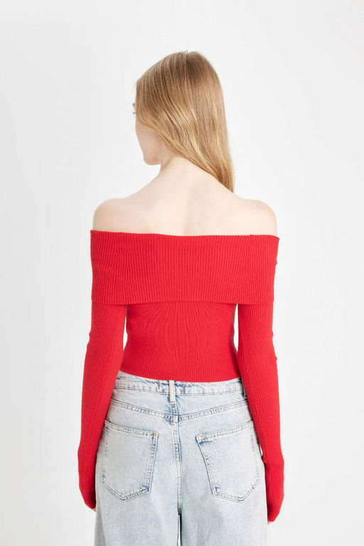 Cool Slim Fit свитер с открытыми плечами - Defacto фото 6