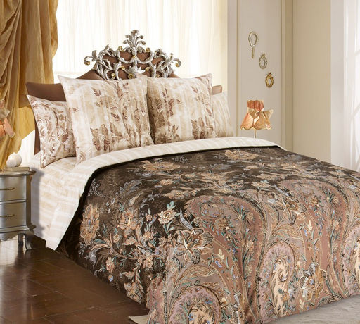 Постельное белье - Перкаль Музей бежевый Евро (молния) - Luteks фото 2