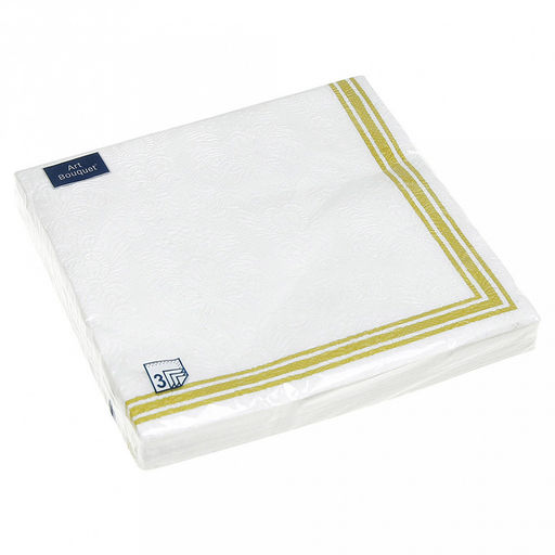 Салфетки бумажные Art Bouquet 33х33см, 3-х слойные, 16 штук в упаковке, 100% целлюлоза, Барокко. Рамка Золотая (Россия)  фото 2