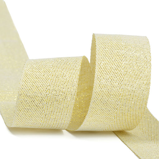 Лента-тесьма 25 мм киперная 5г металлизированная TBYT18 цв.S099 желтый уп.22,85м