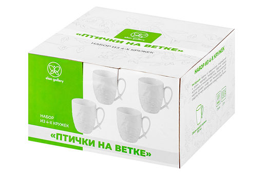 Набор 4 кружек 300 мл 11*8,3*9,5 см Птички на ветке - Elan gallery фото 8