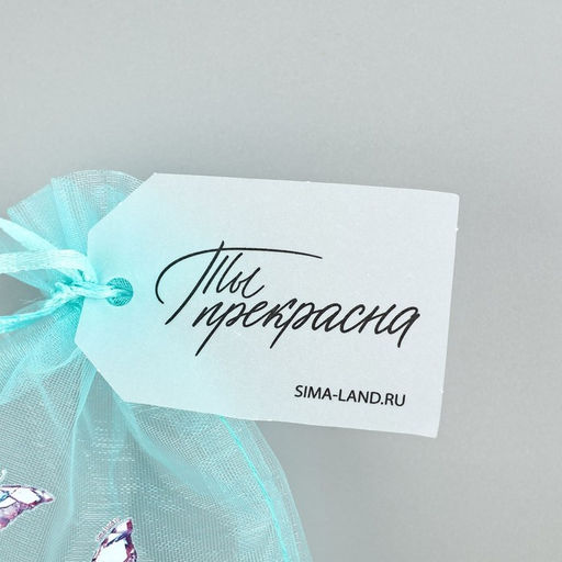 Цена за 5 шт. Мешочек подарочный из фатина с термонаклейкой Ты прекрасна, 11 х 16 см +/- 1.5 см - Дарите счастье фото 4