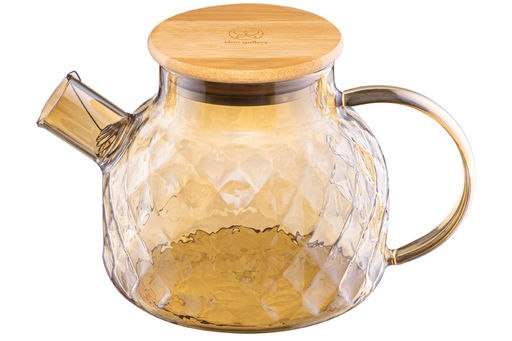 Чайник 1 л 20,5*13,5*12,5 см Crystal glass с ситом+бамб.крышк.с метал. дном/с силик.уплот, золото - Elan gallery фото 20
