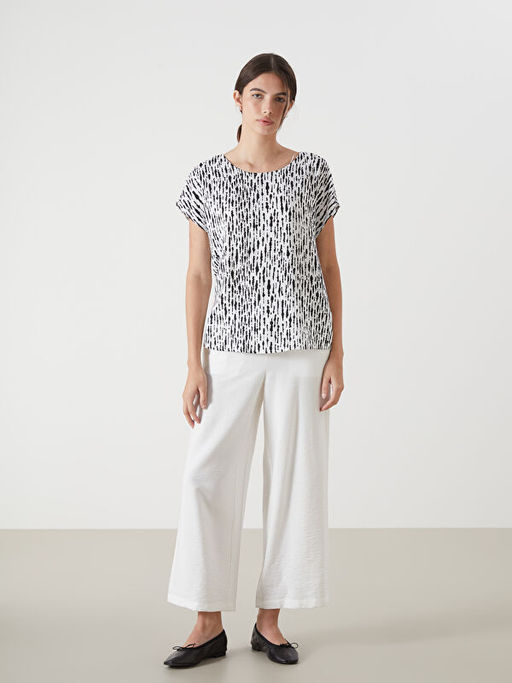 Bisiklet Yaka Desenli Kad?n Bluz