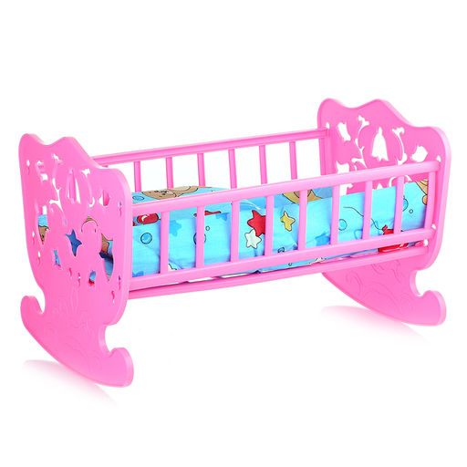 Кровать кукольная с комплектом белья 4 предмета (матрас, подушка, одеяло) 48х30см