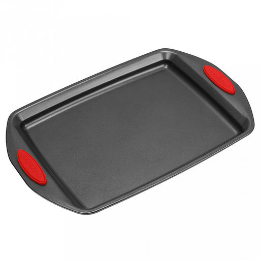 Противень с антипригарным покрытием 36х25см "Дебют", h2,2см, с силиконовыми накладками, цвет - графит (Китай)
