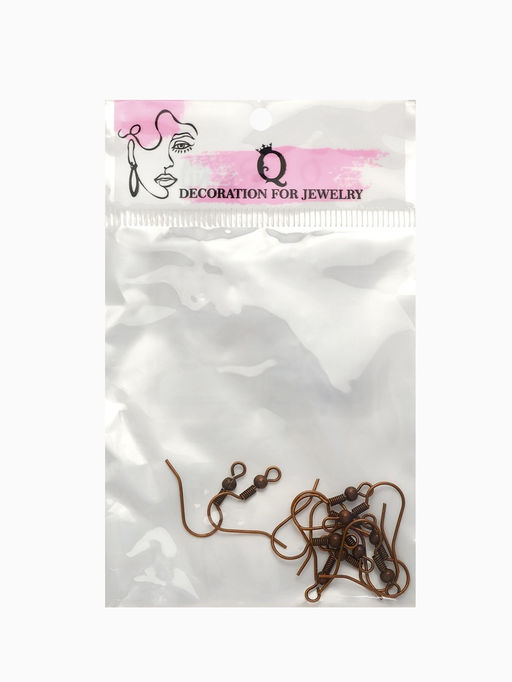 Швензы для сережек-крючки с бусиной (набор 5 пар), бронз