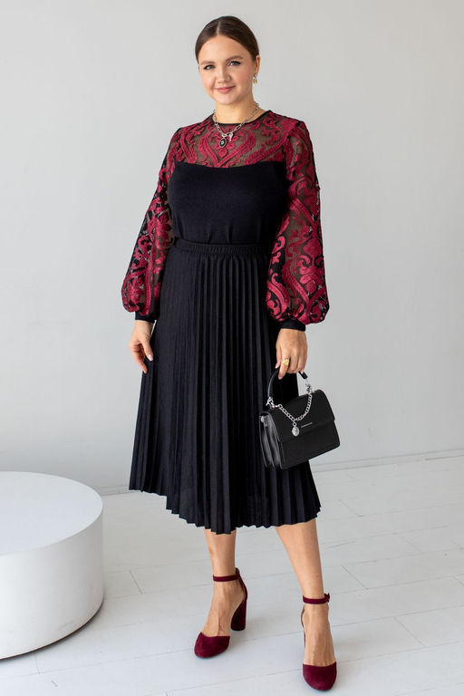 Джемпер АА-71 черно-бордовый