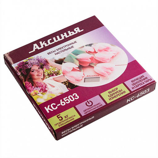 Весы кухон. электр. Аксинья "Розовые тюльпаны", 5 кг, арт. КС-6503