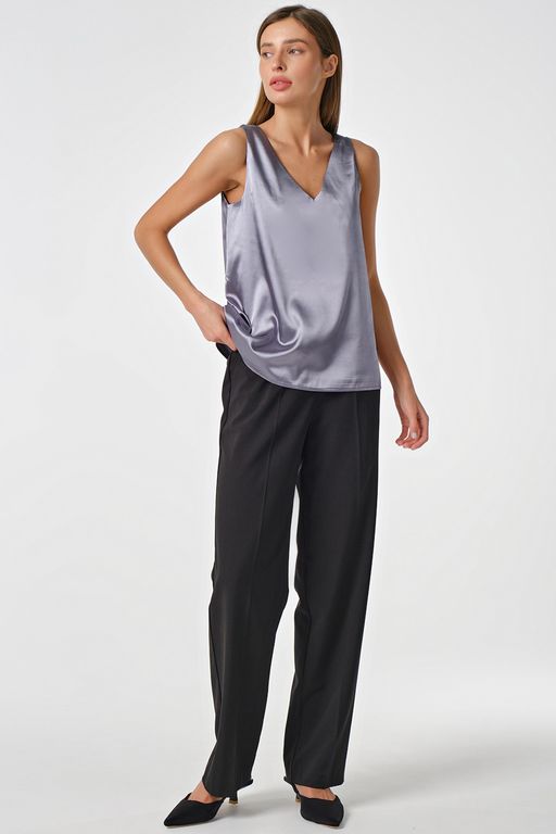 Топ атласный базовый под пиджак стальной