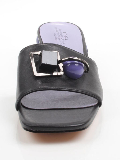 08-HLP1035-28 BLACK/VIOLET Босоножки женские (натуральная кожа)