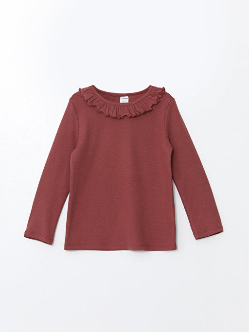 Bisiklet Yaka ?i?ekli K?z ?ocuk Ti??rt 2li