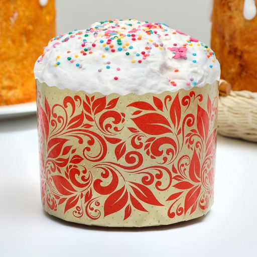 Цена за 60 шт. Форма для кулича бумажная Деко-про «Красная Пасха», 11×8.5 см, МИКС