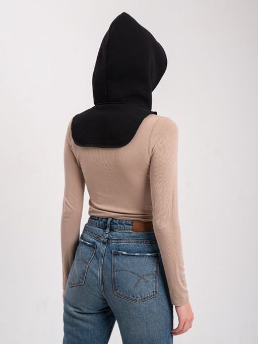 Капор трикотажный черный, капюшон - Yollochka фото 6