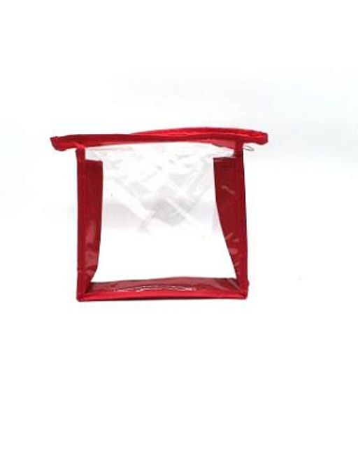 К192 Косметичка ПВХ (21*15*5) Классика с бок. на 2 пр.красная