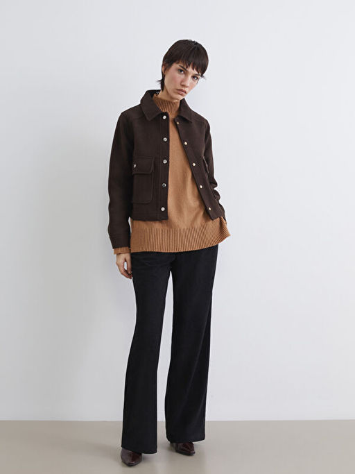 G?mlek Yaka Kad?n Ka?e Ceket