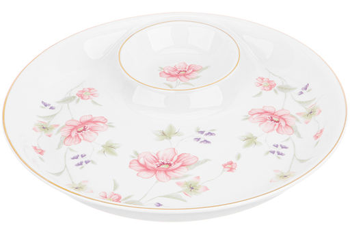 Блюдо 22*22*2,8 см "Диана" с соусницей, фарфор, NEW BONE CHINA