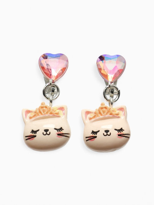 Цена за 2 шт. Серьги-клипсы детские «Выбражулька» кот с сердцем кристалл, цветные