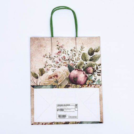 Цена за 2 шт. Пакет крафтовый Цветы, 25?22?11 см