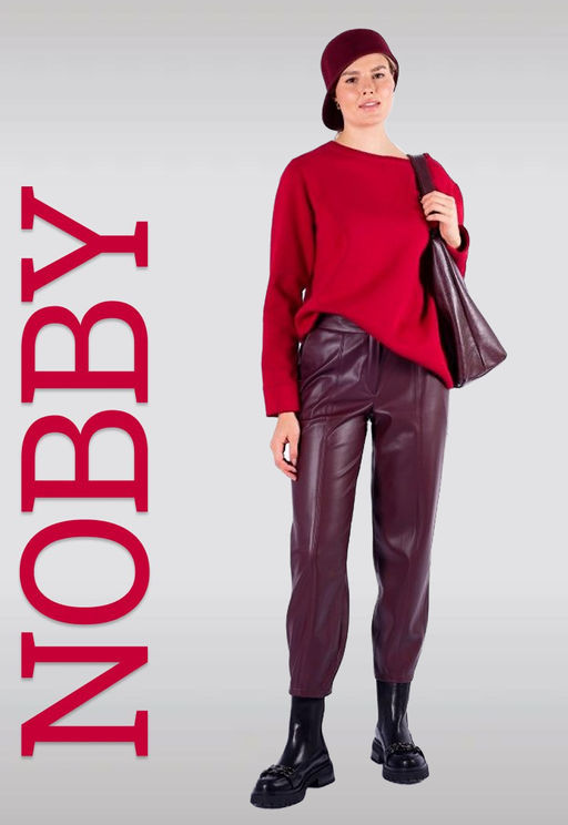 NOBBY, Женские брюки из экокожи 704К-500/5 (бордовый)