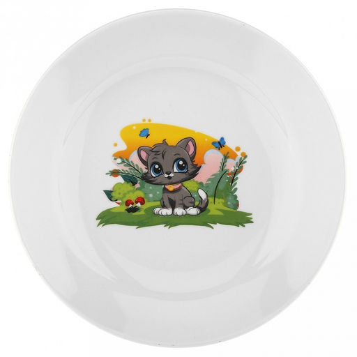 Тарелка мелкая фарфоровая Мурка д175мм, h25мм, гладкий край (Россия)