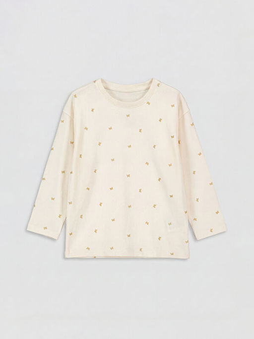 Uzun Kollu Desenli K?z ?ocuk Ti??rt