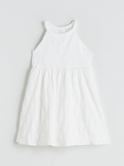 Halter Yaka Nak??l? K?z ?ocuk Elbise