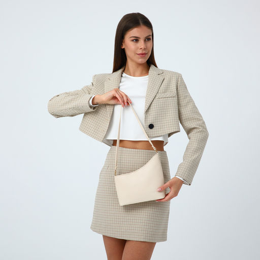 Сумка женская на молнии, бежевая