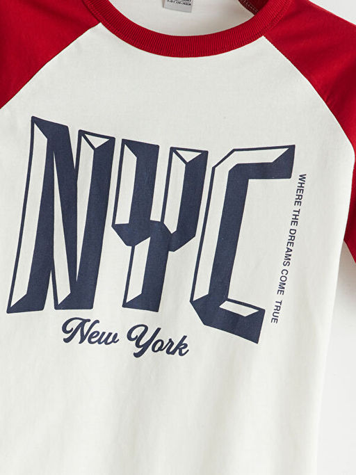 Bisiklet Yaka New York Bask?l? Erkek ?ocuk Ti??rt
