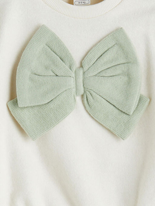 Fiyonk Detayl? Yumu?ak Dokulu K?z Bebek Sweatshirt ve Tayt