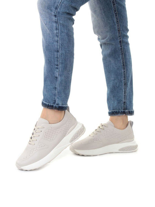 03-23F-2 BEIGE Кроссовки женские (натуральная кожа)