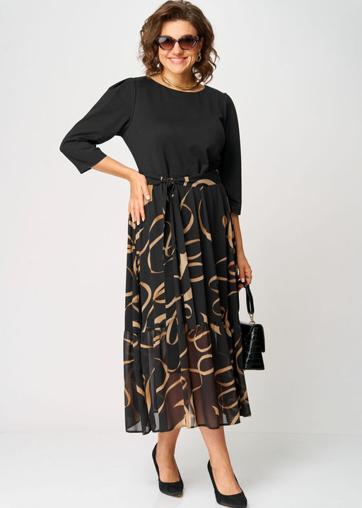 Платье EVA GRANT 7216С черый+принт  фото 2