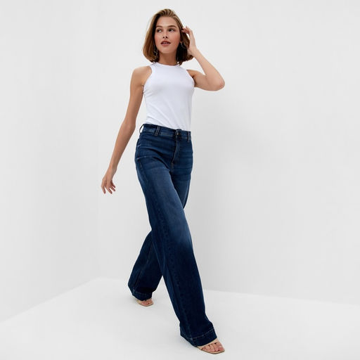 Джинсы женские палаццо MINAKU SLIM FIT, размер 42 (рост 168 см), синие