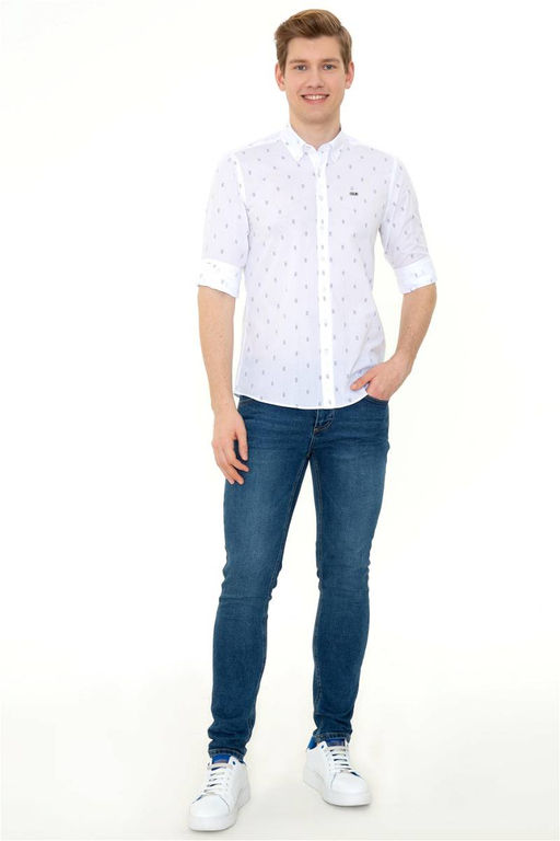 U. S. Polo Assn / Мужская белая рубашка с длинным рукавом - U.s. polo assn фото 11