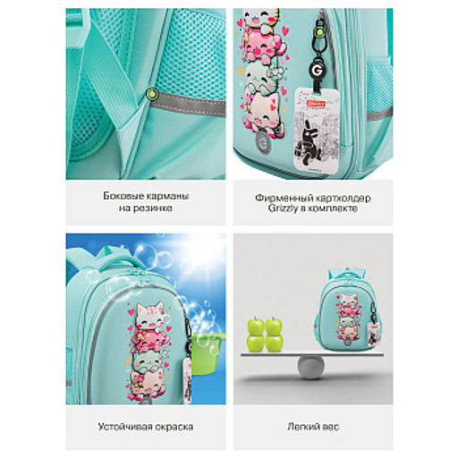 RAz-686-2 Рюкзак школьный с картхолдером на держателе - Grizzly фото 47